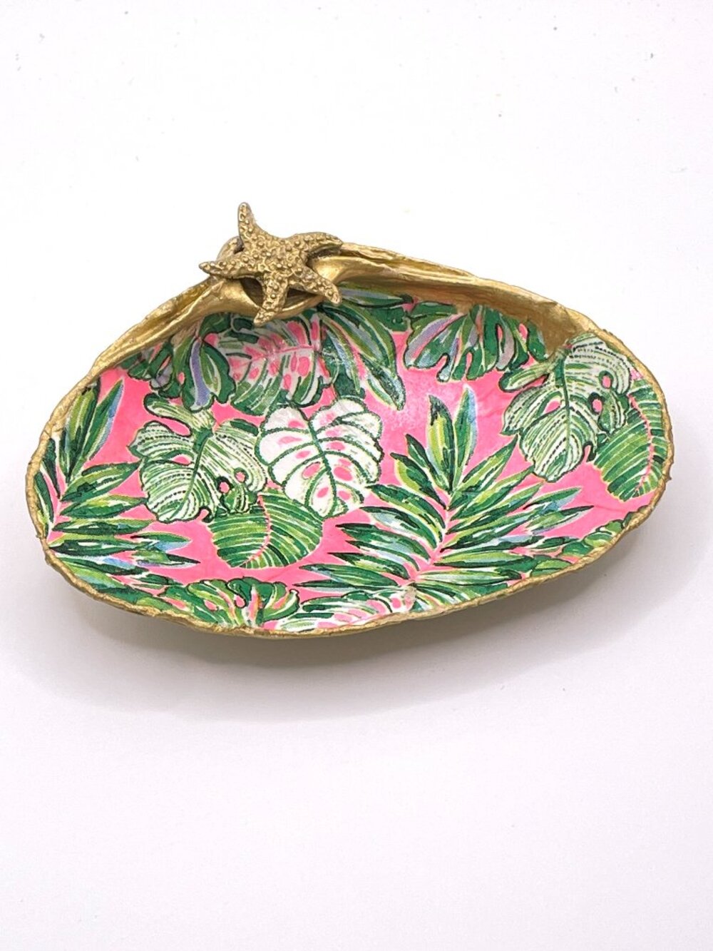 Lilly P Style Clam Shell Trinket Tray-Palms Shell Trinket Tray-New